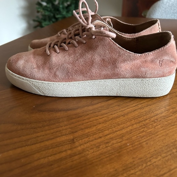 Frye Shoes - Frye Webster Low Lace Pink Suede Sneakers